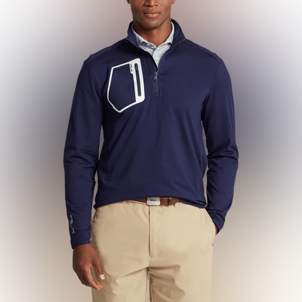 POLO BY RALPH LAUREN - BRUSHED BACK TECH JERSEY 1/4-ZIP W/ REFLECTIVE POCKET